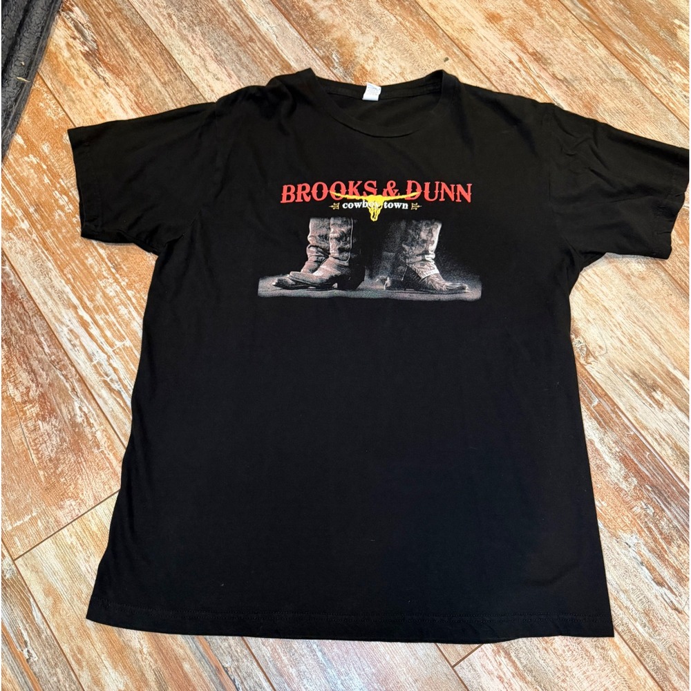 Brooks & Dunn Cowboy Town Tour T-Shirt Black Graphic Concert Tee Mens Large